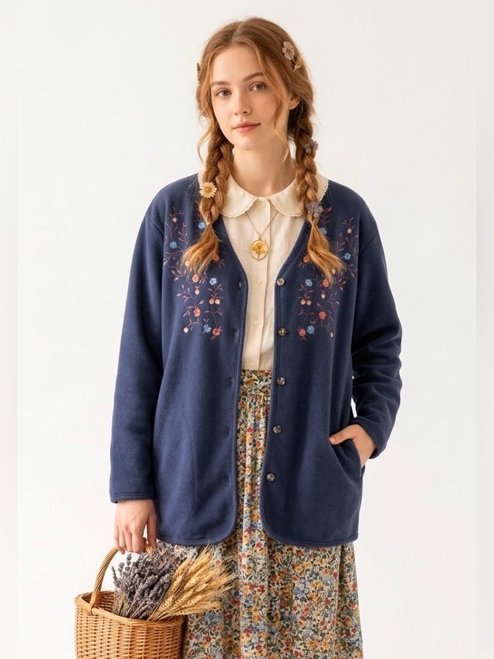 Cottagecore Floral Kitschy Cardigan Embroidered Teachercore Earthy Goblincore